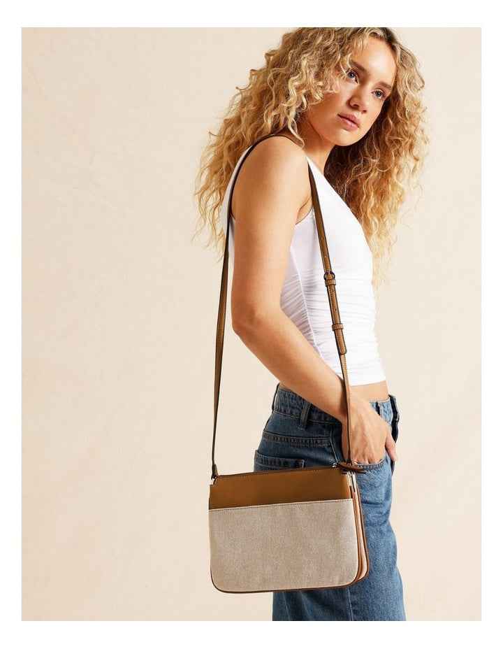 Bella Crossbody Bag in Tan Canvas