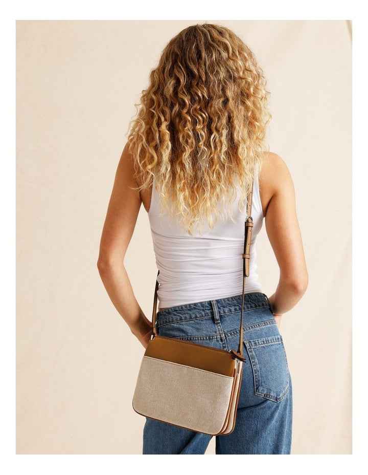 Bella Crossbody Bag in Tan Canvas
