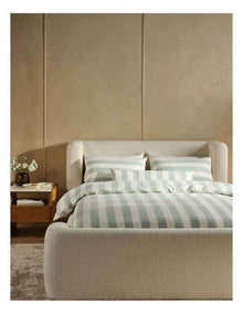 Vintage Stripe Washed Cotton Linen Quilt Cover Set in Jade