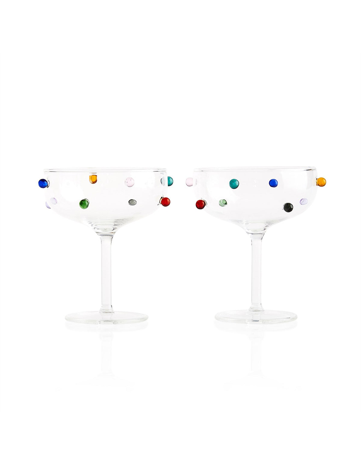 Pomponette 175ml Champagne Coupes Set of 2 Clear Multi