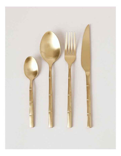 Bamboo 16pc Cutlery Set in Gold