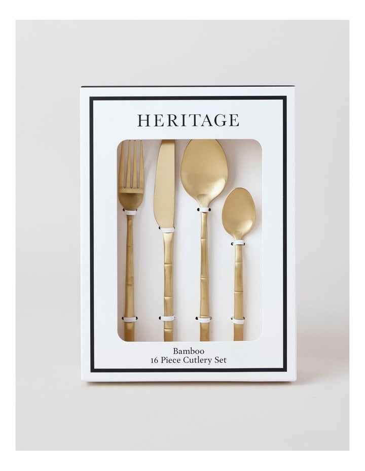 Bamboo 16pc Cutlery Set in Gold
