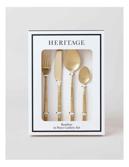 Bamboo 16pc Cutlery Set in Gold