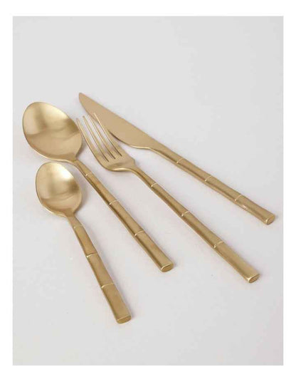 Bamboo 16pc Cutlery Set in Gold