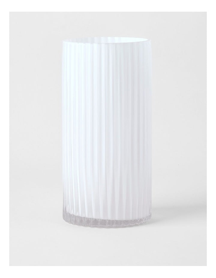 Atlas Ribbed Glass Vase 30cm in White