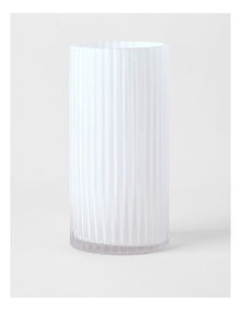 Atlas Ribbed Glass Vase 30cm in White