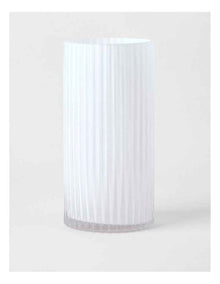 Atlas Ribbed Glass Vase 30cm in White