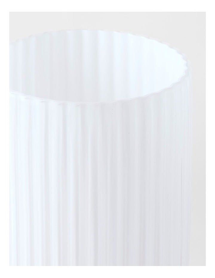 Atlas Ribbed Glass Vase 30cm in White