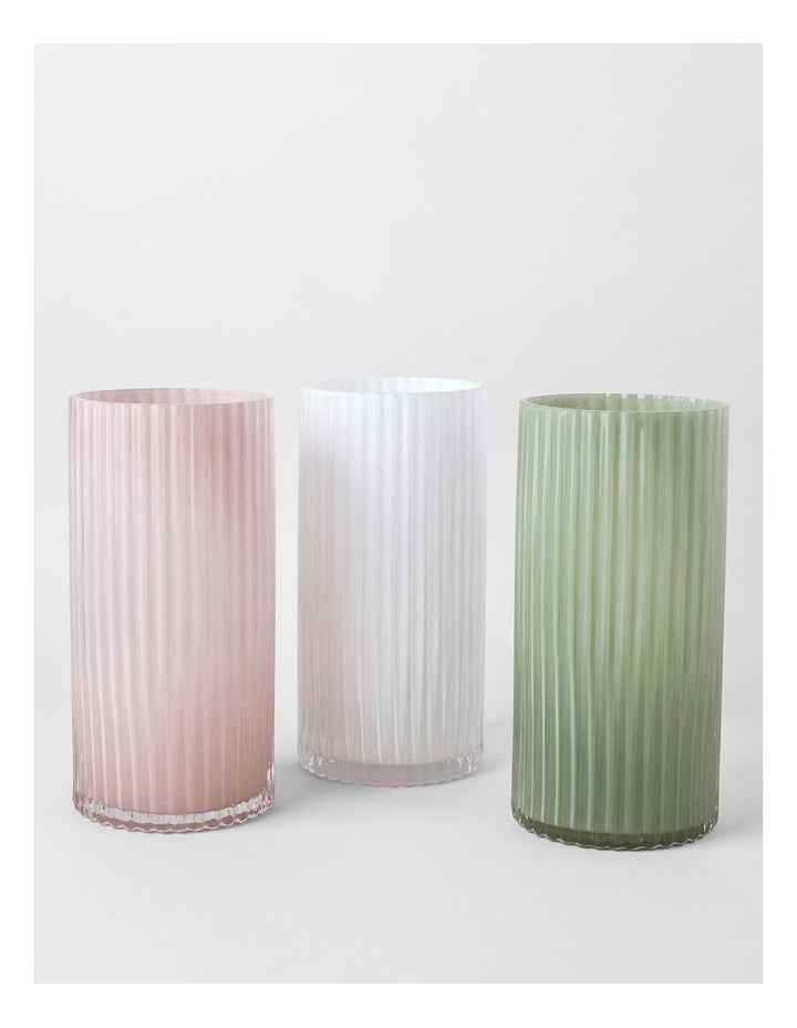 Atlas Ribbed Glass Vase 30cm in White
