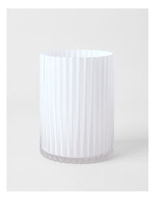 Atlas Ribbed Glass Vase 20cm in White