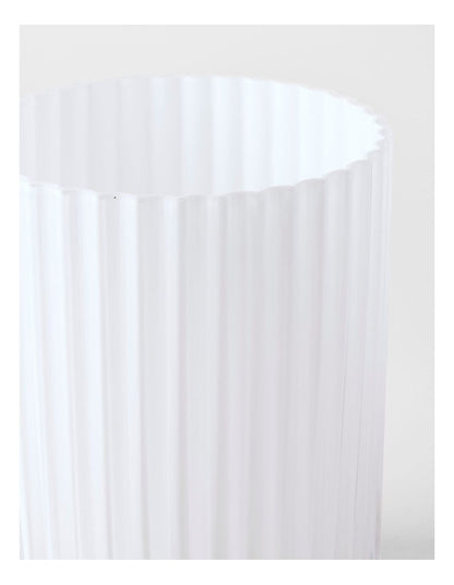 Atlas Ribbed Glass Vase 20cm in White