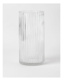 Atlas Ribbed Glass Vase 30cm in Clear