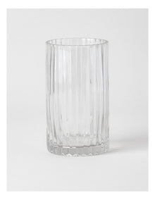 Atlas Ribbed Glass Vase 20cm in Clear