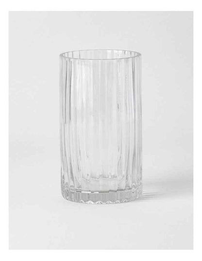Atlas Ribbed Glass Vase 20cm in Clear