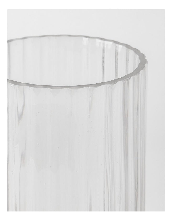 Atlas Ribbed Glass Vase 20cm in Clear