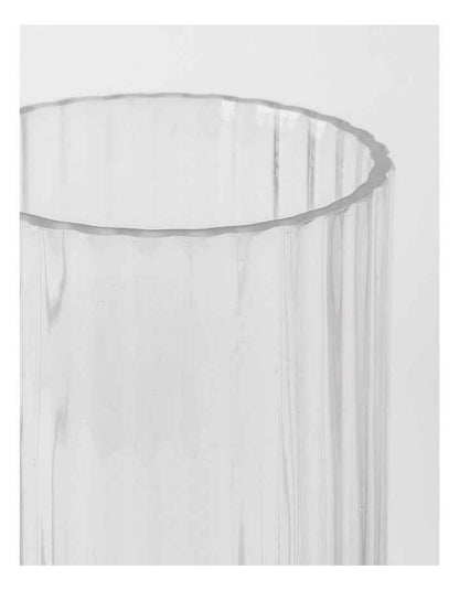 Atlas Ribbed Glass Vase 20cm in Clear