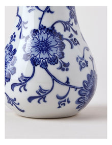 Hand Painted Porcelain Pear Sculpture 10x15cm in Blue