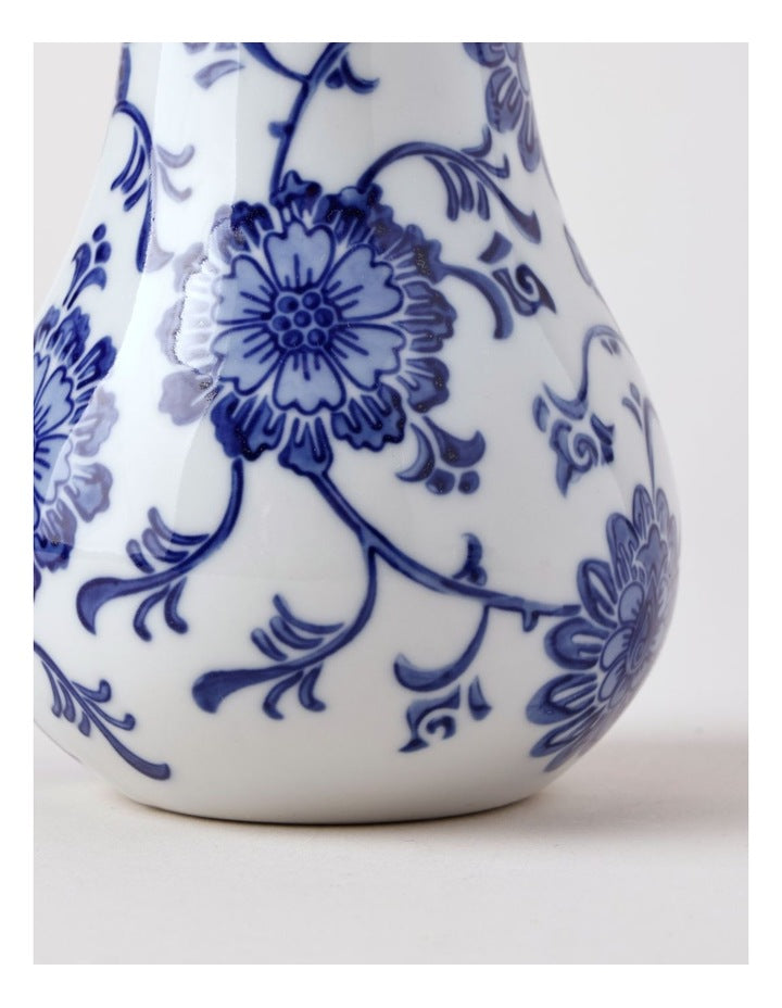 Hand Painted Porcelain Pear Sculpture 10x15cm in Blue