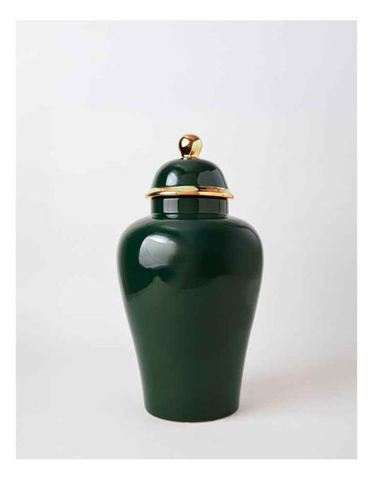 Plain Glass Ginger Jar 36cm in Green