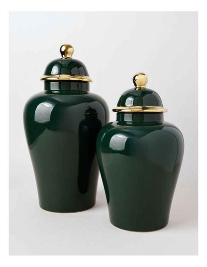 Plain Glass Ginger Jar 45cm in Green
