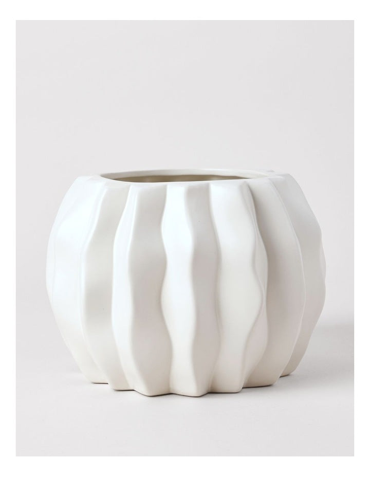 Ballina Ceramic Vase Round 24cm in White