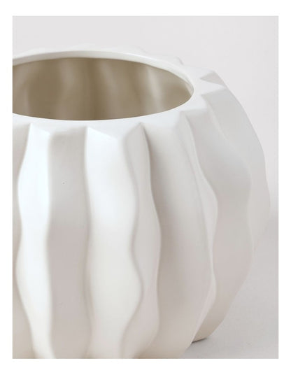 Ballina Ceramic Vase Round 24cm in White