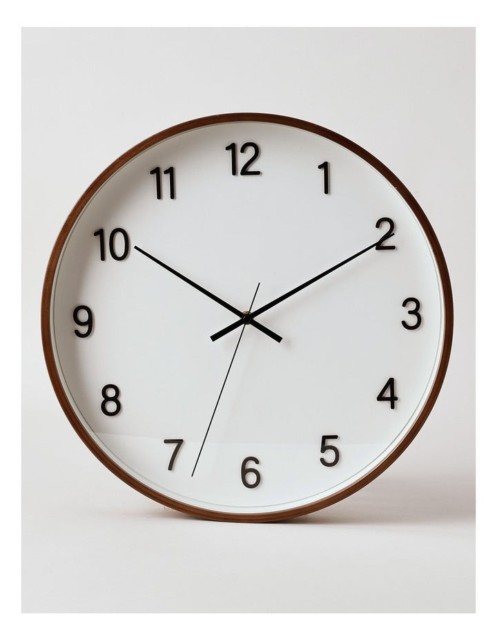 Tatum Clock 40cm in White/Chestnut/Black