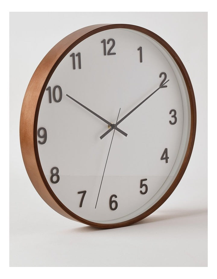 Tatum Clock 40cm in White/Chestnut/Black