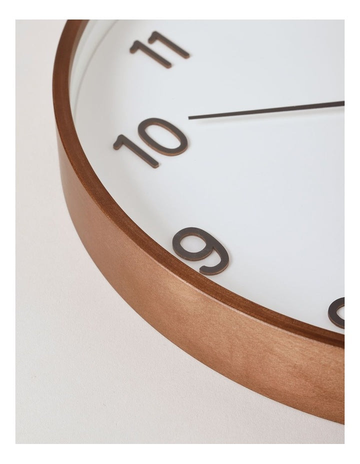 Tatum Clock 40cm in White/Chestnut/Black