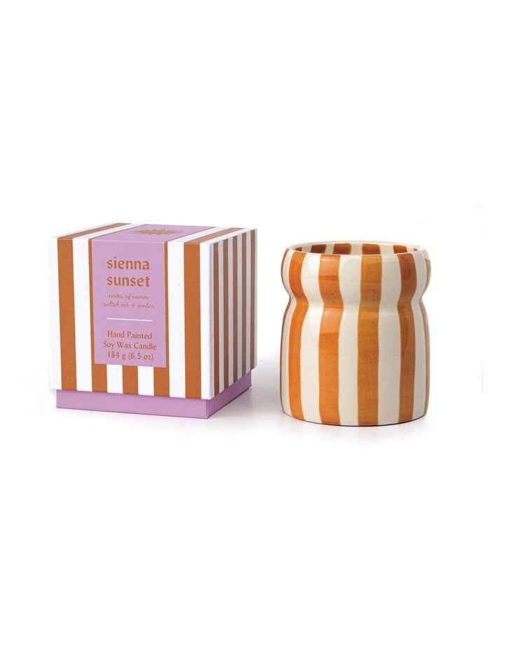 Cabana Rust Striped Ceramic Candle