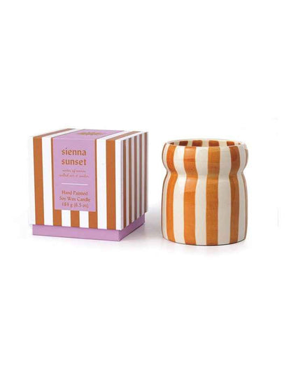 Cabana Rust Striped Ceramic Candle