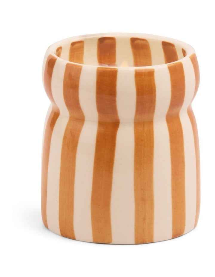 Cabana Rust Striped Ceramic Candle