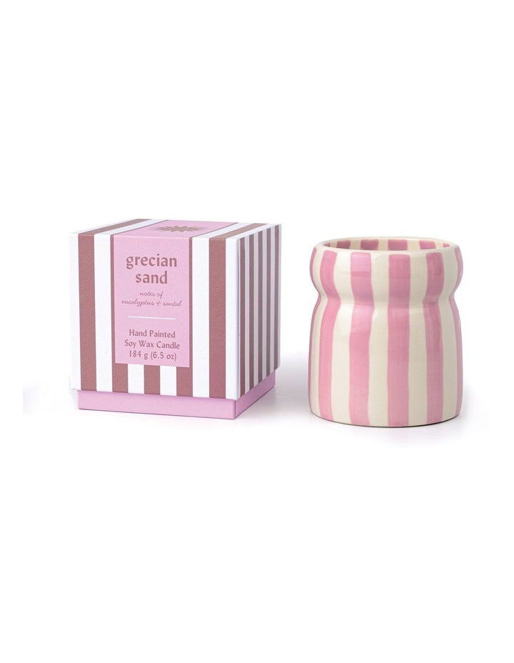Cabana Striped Ceramic Candle