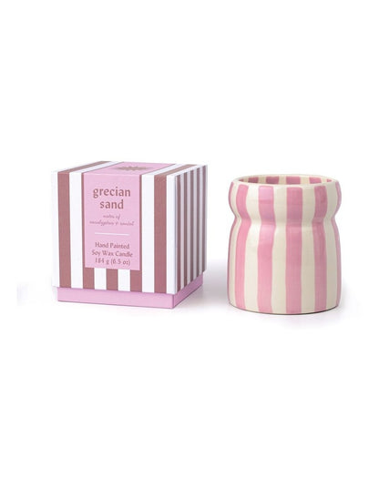 Cabana Striped Ceramic Candle
