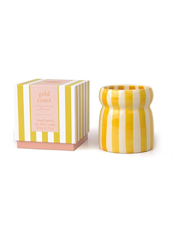 Cabana Striped Ceramic Candle
