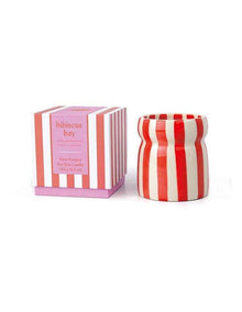 Cabana Striped Ceramic Candle