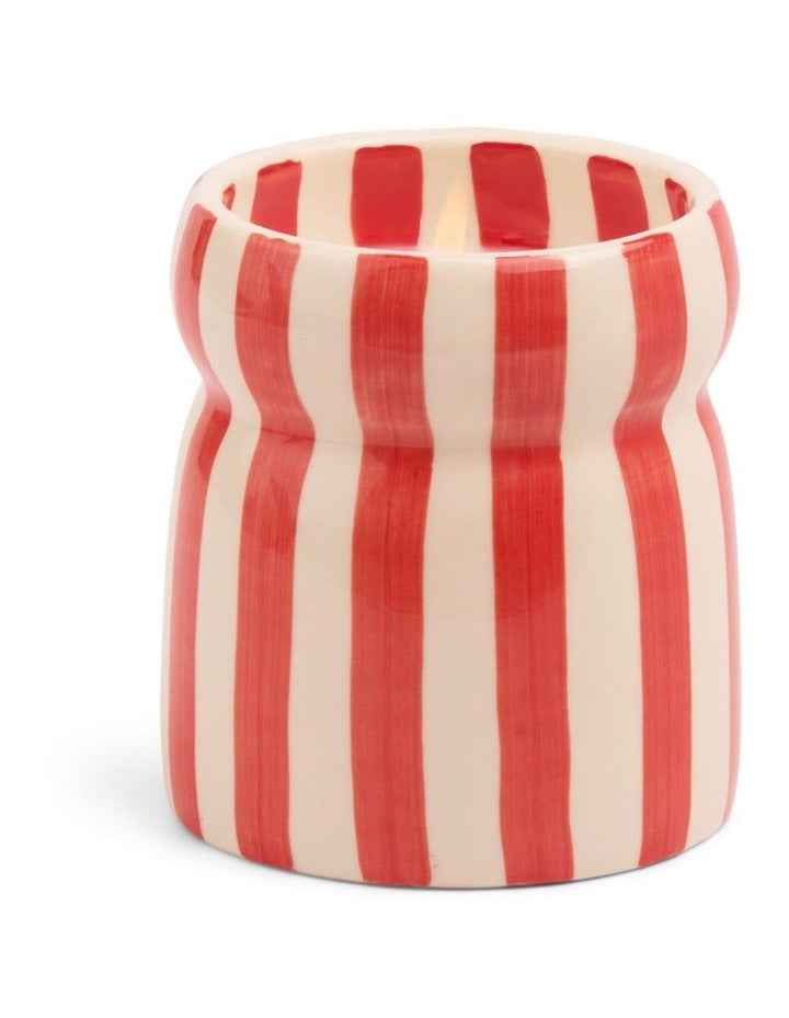 Cabana Striped Ceramic Candle
