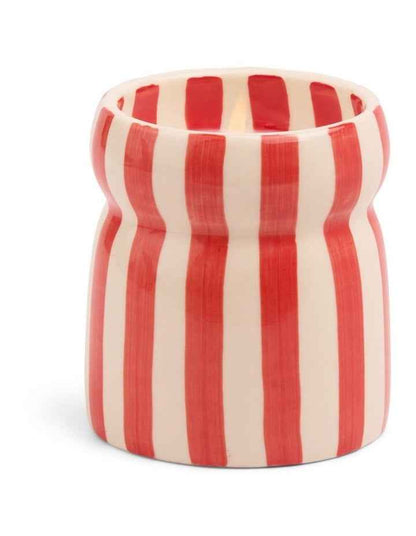 Cabana Striped Ceramic Candle
