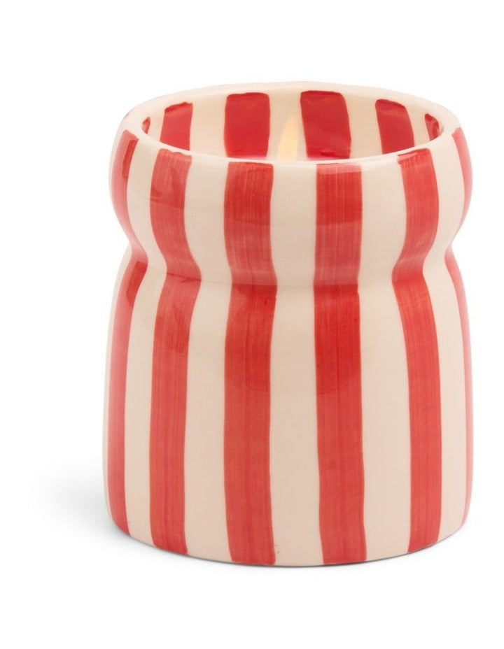 Cabana Striped Ceramic Candle