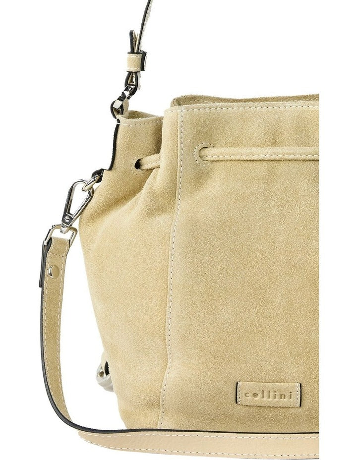 Montego Suede Bucket Bag in Taupe