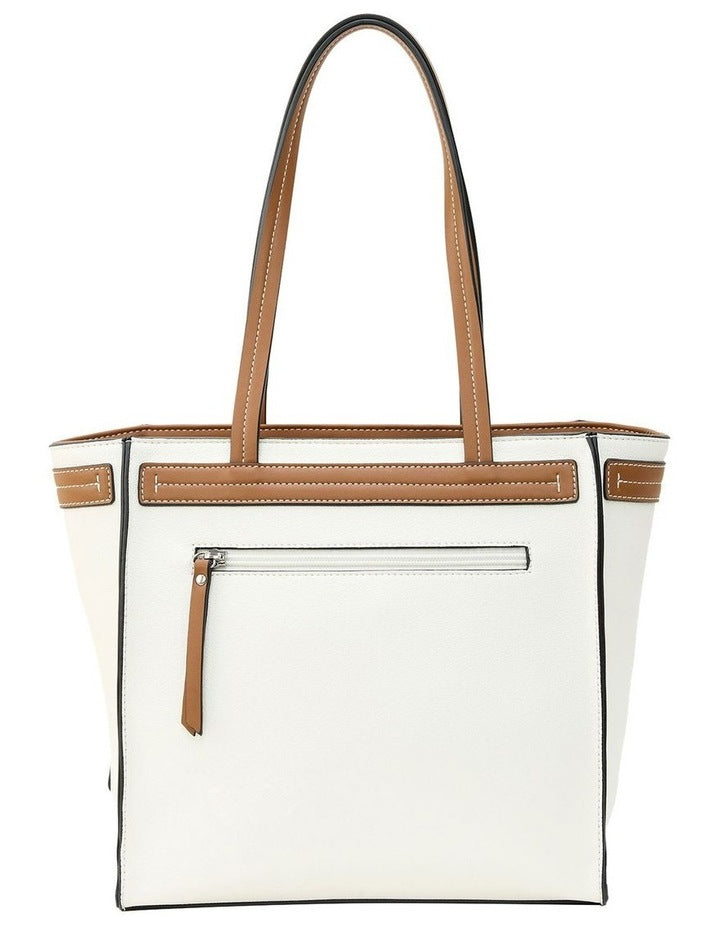 Brooke Tote Bag in White/Brown