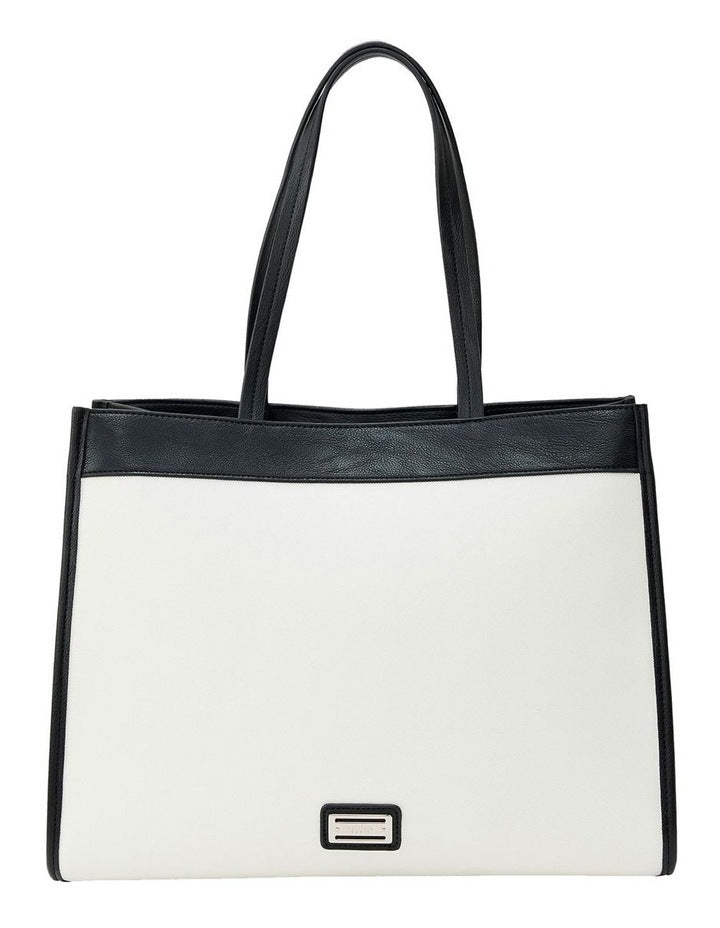 Deborah Tote Bag in White/Black