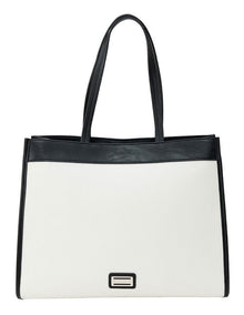 Deborah Tote Bag in White/Black