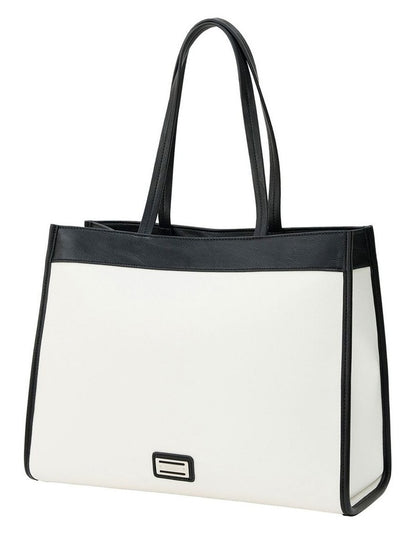 Deborah Tote Bag in White/Black