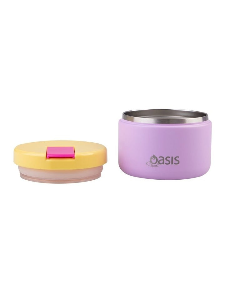 Stainless Steel Double Wall Insulated Food Flask with Quick Release Lid 300ml in Bubblegum Pink