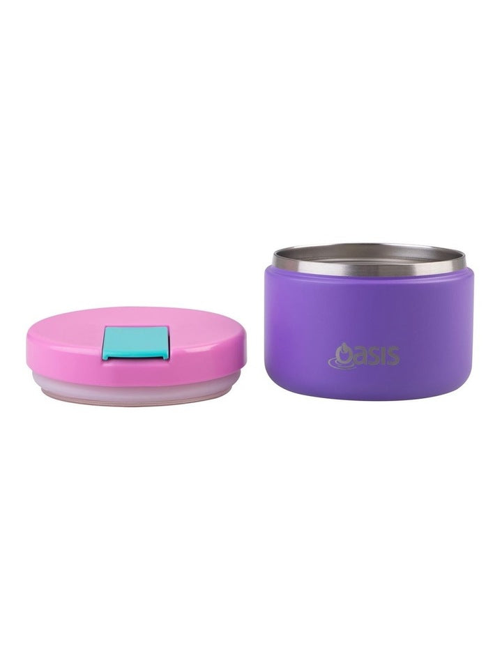 Stainless Steel Double Wall Insulated Food Flask 300ml in Mermaid Purple