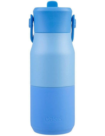Double Wall Insulated Drink Bottle with Sipper 400ml in Blue