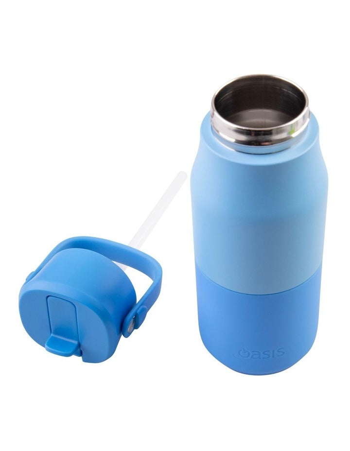 Double Wall Insulated Drink Bottle with Sipper 400ml in Blue