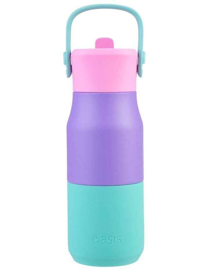 Stainless Steel Double Wall Insulated 'Jnr' Drink Bottle with Sipper 400ml in Mermaid Purple
