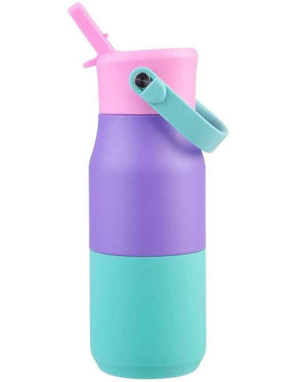Stainless Steel Double Wall Insulated 'Jnr' Drink Bottle with Sipper 400ml in Mermaid Purple